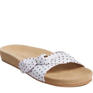 Jack Rogers Dorothy Bow Comfort Slides White Black Polka Dot 9.5